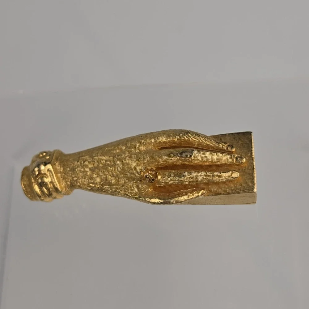 Rare Signed Lilly Dache for Jolle Gold Tone Hand Pencil Sharpener Vtg MidCentury